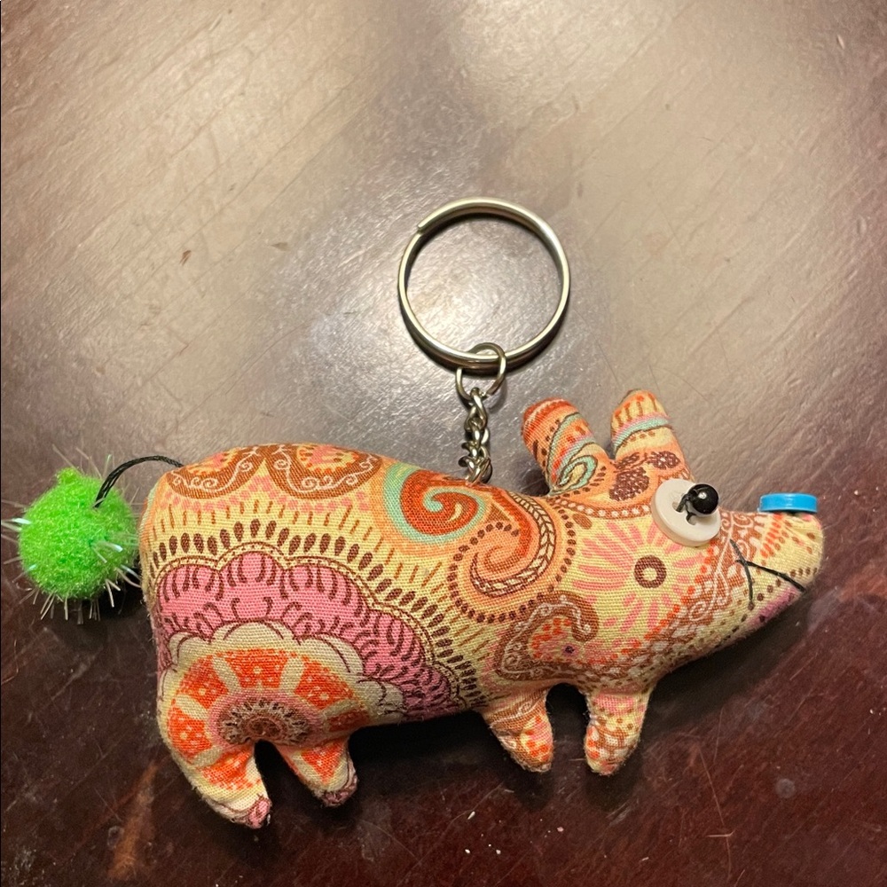 Colorful Patterned Pig Keychain